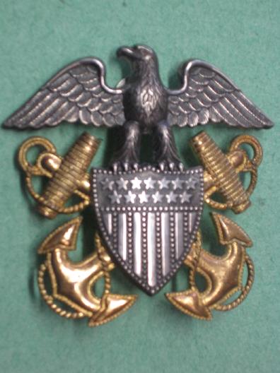 US Army Officer Cap Eagle Badge Insignia Gold 2-1/2 Lapel Hat Pin 